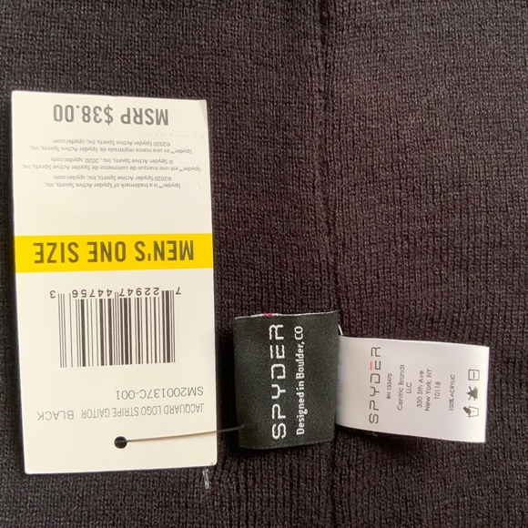 Spyder Jacquard Logo Stripe Gaitor Neck Warmer Men’s Black & Blue Color OS NWT - Picture 5 of 12